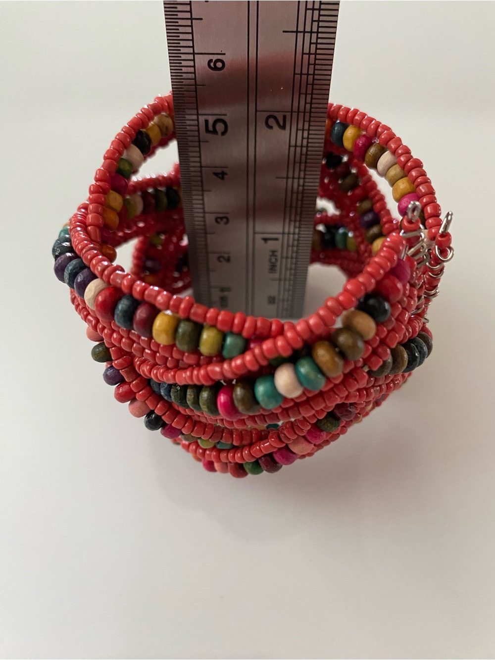 Two Multicolored Beaded Wrap Bracelets - Turquoise & Coral - Picture 7 of 11